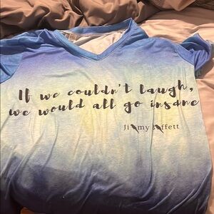 Blue and White Graphic T-Shirt